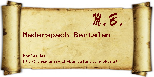 Maderspach Bertalan névjegykártya